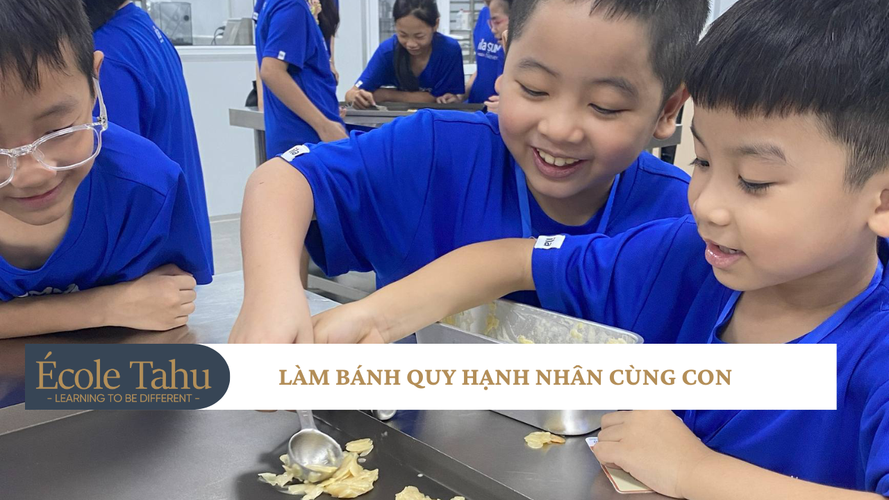 Làm bánh quy hạnh nhân cùng con